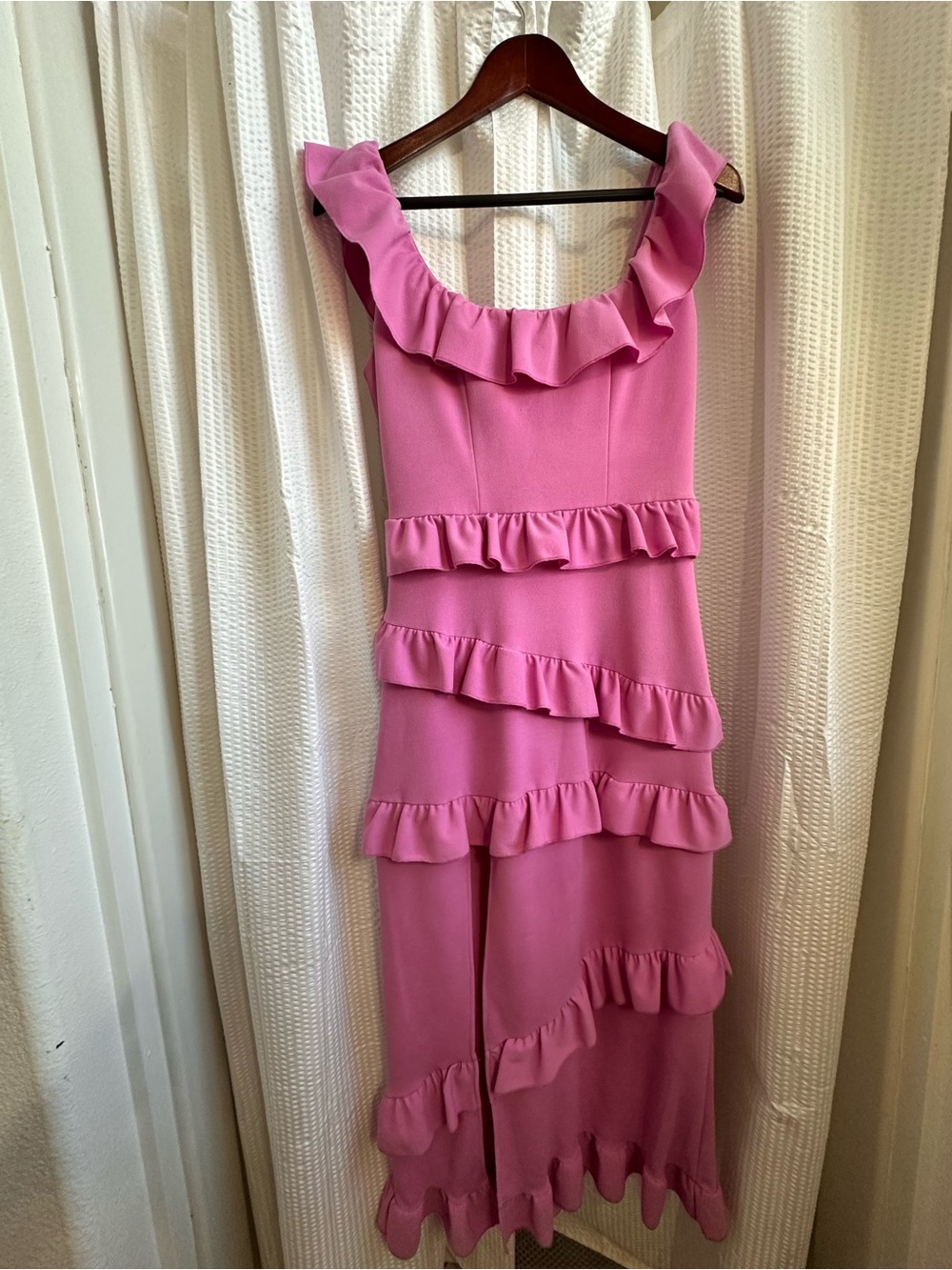 Show Me Your MuMu Pink Ruffle High-Slit Midi Dress - Picture 5 of 5
